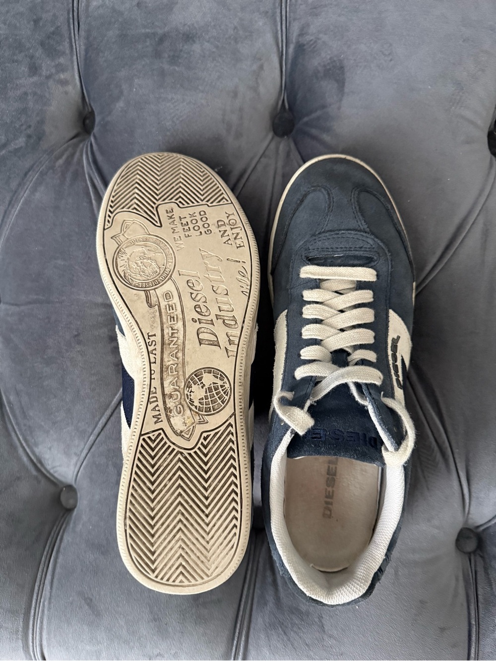 Diesel Lounge Men’s Sneakers Blue Suede Leather Casual Shoes Size 10,5 Box Y2K - Picture 10 of 12